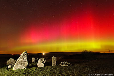 Beaghmore Stone Circles & Lough Fea Crimson Aurora - Feb 27th 2014